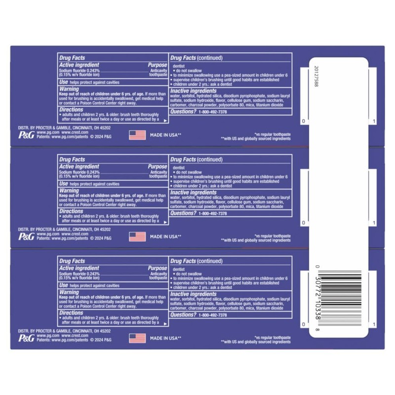 Crest 3D White Advanced Charcoal Teeth Whitening Toothpaste with Fluoride,