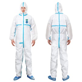 Nuline Medical Disposable Protective Coveralls Hazmat Suits Lab Coveralls Disposable Heavy Duty Full Body Painters Suit for Men & Women (1, L)