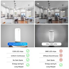 JDE11 Led Bulbs 120V 75W Halogen Candelabra Bulbs Equivalent Dimmable,COB LED T3 T4 Mini Base JD E11 Bulb, 6000K Daylilght White 7.5W 800lm E11 for Chandeliers,Ceiling Fan,Cabinet Lighting,4Pcs