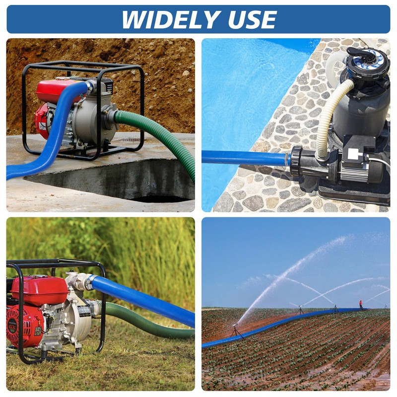 2" x 100 Ft Pool Backwash Hose, Blue Heavy Duty