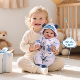 BABESIDE 17-Inch Lifelike Reborn Baby Dolls Boy Lifelike Vinyl Baby with Soft Plush Bear Pajama Outfit, Realistic Newborn Baby Doll with Toy Accessories, Perfect for Pretend Play & Collectors