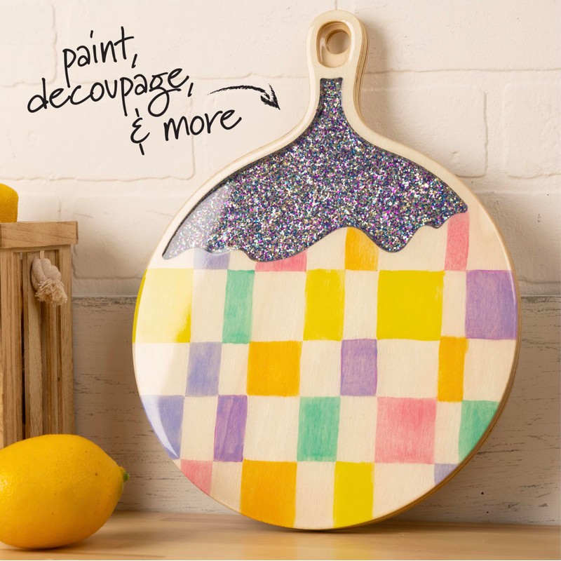 Plaid, Wood Cutting Board, 13" x 10" Pouring Surface, for