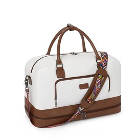 CLUCI Travel Overnight Bags Weekender Bags for Women Canvas Duffle Bag Carry On Tote - Color: Black and White Stripe
