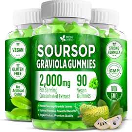 FRESHDRINKUS, Premium 90 Soursop Graviola, 2000mg per Serving, 45 Days Supply – 100% from Natural Soursop Graviola Leaves, Vegan, Non-GMO, Gluten-Free