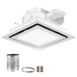 Fuairmee Bathroom Exhaust Fan with Light, 110CFM Vent Fan with Light 3000K/4500K/6000K, Quiet Bathroom Vent Fan with Lever Wire Connectors&Duct, 12 Inch Ceiling Mount Exhaust Fan
