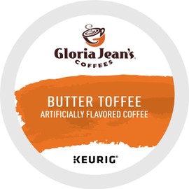 Gloria Jean's Coffees Butter Toffee, Single-Serve Keurig K-Cup Pods, Flavored Medium Roast Coffee, 24 Count (Pack of 1)