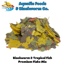 Aquatic Foods Inc. 45% California Blackworm & Tropical Mix Flake USA Made - 1/4-lb