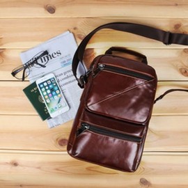 Brown 5797DBK cross bag daily bag oiled leather messenger bag men's leather bag Brown