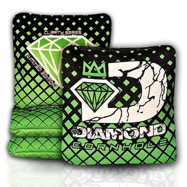 DIAMOND CORNHOLE | Competition Cornhole Bags | Tournament Style | Regulation Size | All-Weather | Set of 4 | Clarity Series (Diamond Edition Green)