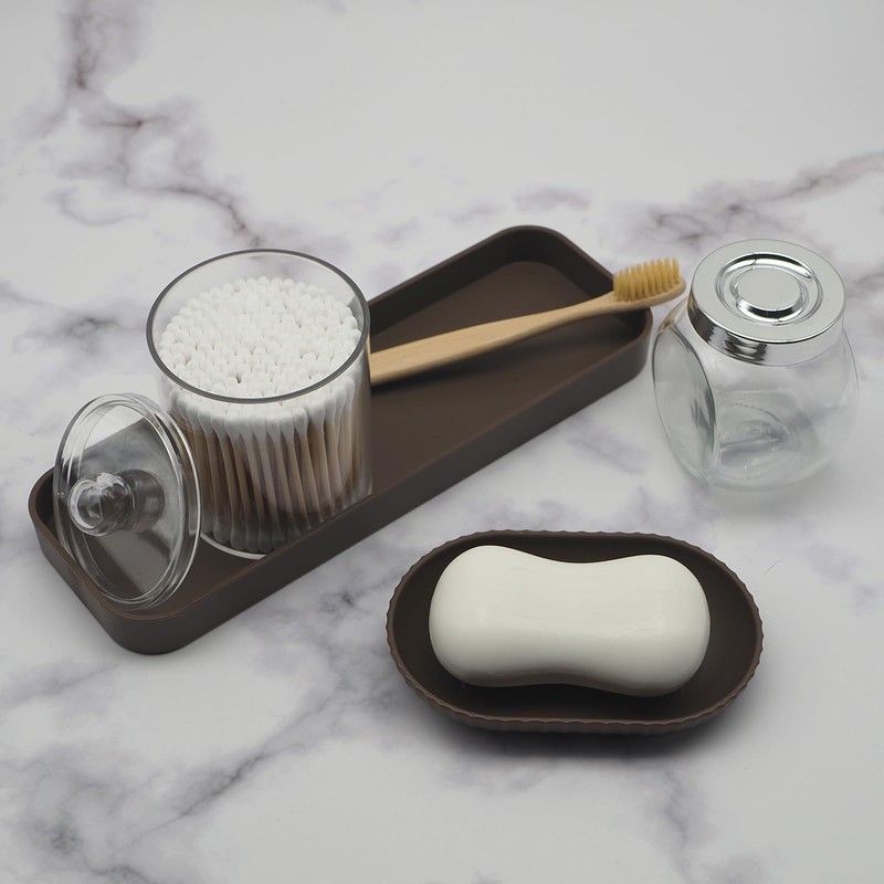 Bathroom Accessory Set - 10 Piece Brown Bathroom Accessories Set
