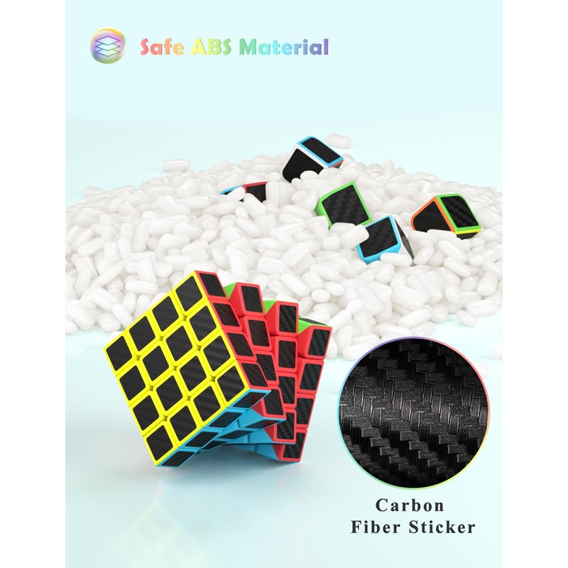 ROXENDA Rubik's Cube Carbon Fibre Speed Cube Super Durable Sticker