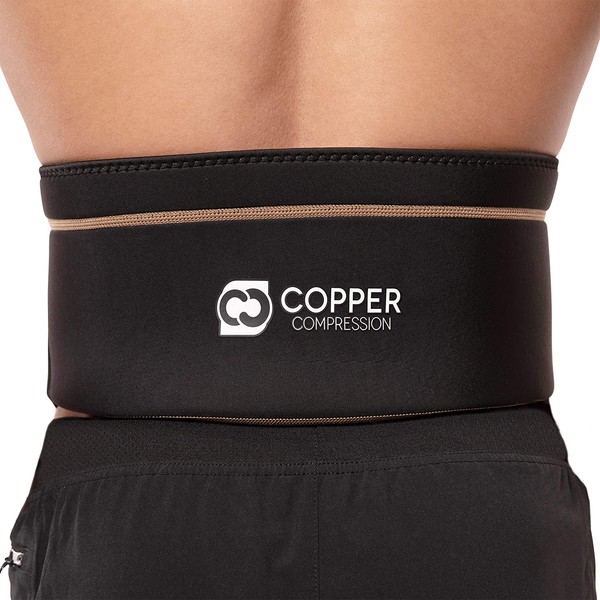 Copper Compression - Recovery Back Brace - Lower Back Pain Relief - Highest Copper Content - Lumbar Waist Support Belt - Posture Corrector - Fits Waist 28" - 39" - Size Small/Medium - Men & Women