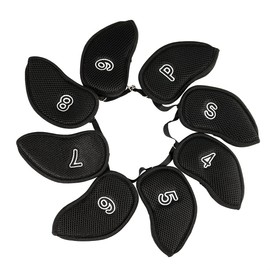 8pc Meshy Golf Iron Covers Set - Superior Club Protection - Numbered for Easy Identification - Black