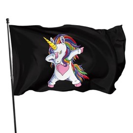 NIBABAEU 3x2ft Decorative House Flag Yard Banner Funny Cute Unicorn Flag Print Garden Flag Hanging Flag Decoration Dabbing Cute Unicorn 1