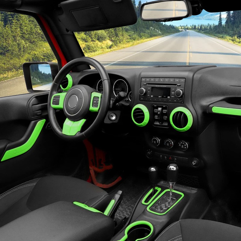 CheroCar 18PCS Interior Trim Kit for Jeep Wrangler JK JKU