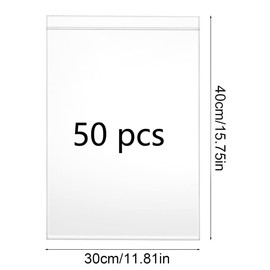 DITK-U 50Pcs Reusable Ziplock Bags Travel Clothes Storage Bags Clear Clothes Bags Clear Seal Bags Waterproof Luggage Organiser for Clothes, Shoes, Cosmetics 30 x 40 cm （without Hole）