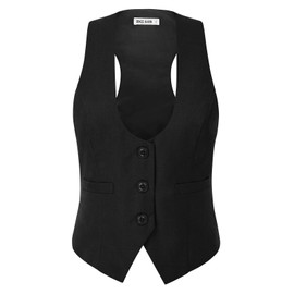 GRACE KARIN Black Vest for Women Halter Racer Back Vest Waistcoat Jazz Dance Partywear(2XL,Black)