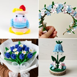 Caydo 300 Pieces Blue Pipe Cleaners, Thick Fluffy Chenille Stems, Pipe Cleaner Crafts for Arts & Crafts, Perfect for Making Animals, Flowers, and Festive Decorations