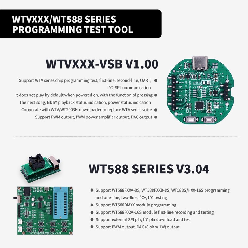 WT2003H0.Recordable Voice Sound Chip.External Storage Flash.24SS A03 Music Chip.Ontrol Methods