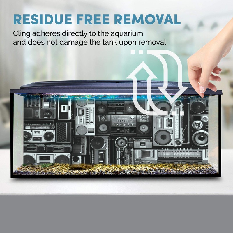 Fish Tank Background 90x45cm BW - Radios Cassette Player Retro