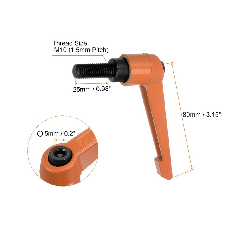 QUARKZMAN Adjustable Clamping Lever Handles M10 x 25 mm Male