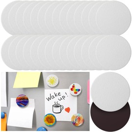 Engrowtic 25 Pcs Magnetic Painting Canvas Panel Magnetic Mini Canvas Boards Magnetic Canvases for Painting Magnetic Mini Tile Art for Fridge Locker Art Paints Crafts DIY(3in,Round)