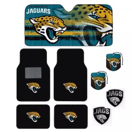 JACKSONVILLE JAGUARS 4pc CARPET FLOOR MAT /SUNSHADE/ 2pc AIR FRESHER /2pc EMBLEM