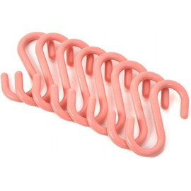 YuanHolumid 8Pcs Pink S S-Shaped Hooks, Plastic Clothes Hangers Multi-Purpose Storage Racks Portable Key Holders, Durable Hanging Bathroom Organizers Home Storage