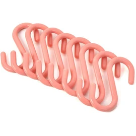 YuanHolumid 8Pcs Pink S S-Shaped Hooks, Plastic Clothes Hangers Multi-Purpose Storage Racks Portable Key Holders, Durable Hanging Bathroom Organizers Home Storage