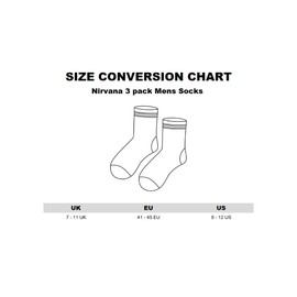 Nirvana Herren-Wadensocken in Schwarz, Weiß und Gelb, 3er-Set | Klassisches Logo, 3er-Pack mit Smiling-Design | Socken für den Alltag | Musikband-Merchandise Merchandise