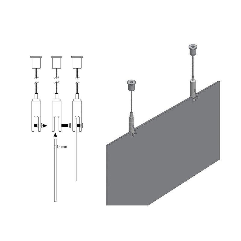 STAS Suspension Set with Panel Hanger (6 mm) and Ceiling