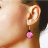 "Cyclamen" Bright Magenta Mother of Pearl Earrings; Dangle 1.5 Inches