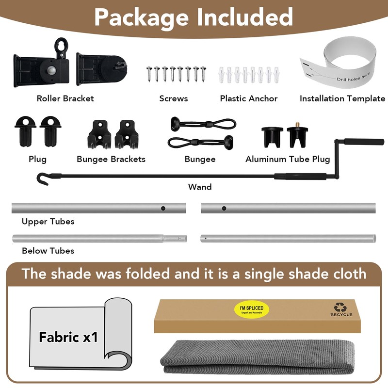 Outdoor Roller Shade 7' W x 8' H Cordless -