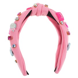 FOMIYES Jeweled Knotted Headband for Women Lightweight Rhinestone Embellished Hairband Comfortable Non Slip Wide Hair Accessory for Casual and Formal Wear