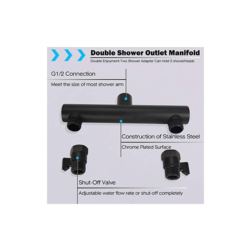 Double Shower Head with Shower Shut-Off Valves,2 Shower Head for