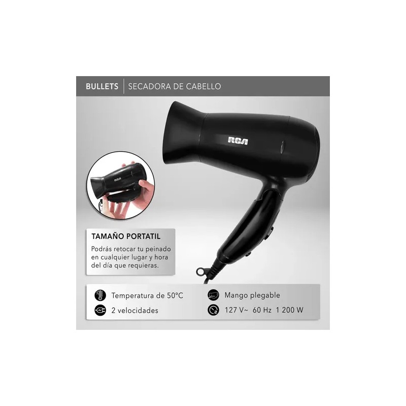 Rca Secadora Para Cabello De Mango Plegable Rc-p8 Belleza Color