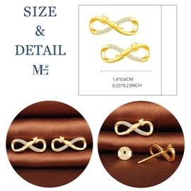 MicLee Stud Earrings 925 Sterling Silver Cubic Zirconia Simple Women's Small Cat Infinity Earrings with Gift Bag Super Christmas Gift, Silver, Cubic Zirconia