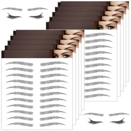 10 Sheets 110 Pairs 4D Hair-Like Waterproof Eyebrow Tattoos, Black Tattoo Eyebrows Sticker Pairs, Temporary Brow Tattoos Grooming Shaping Stickers in Arch Style for Women Black12