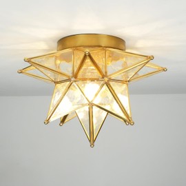 Aeyee Moravian Star Ceiling Light, Moroccan Flush Mount Ceiling Lighting with Seeded Glass Shade, Elegant Star Light for Hall Entryway Hallway