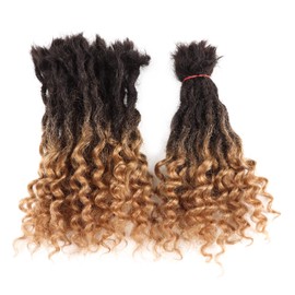 Orientfashion Human Hair Dreadlocks Extensions Freego Curly End Goddess Locs 0.6cm Thickness Real Human Hair Full Head Handmade Can Be Dyed and Bleached Soft Dreadlocks(10Inch 0.6cm 20locs, T1b/27)
