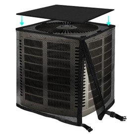 TRELC Air Conditioner Cover for Outside Unit, All Seasons Full Mesh AC Cover with Detachable Waterproof Top, Winter AC Unit Covers Outdoor Against Cottonwood, Leaves, Snow (27.5" x 27.5" x 31.5")
