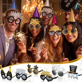Sratte 40 Pieces Happy New Year Glasses New Years Eve Party Eyeglasses 2024 Happy New Year Glasses Photo Prop Supplies for Adults New Years Party New Year's Day Celebration Supplies Favors Decor