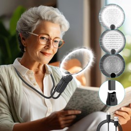 Magnifying Glass with Light for Reading: 5X Hands Free Magnifying Glass Magnifier with Light and Stand 24 Ultra-Bright LED Flexible Gooseneck Magnifier for Neck Wear Seniors Sewing Low Vision Elderly