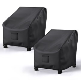 BROSYDA Patio Chair Covers for Outdoor Furniture Waterproof 2 Pack, Lawn Chair Covers Heavy Duty Patio Furniture Covers, Large Covers for Lounge Lawn Deep Seat Black 31"W×33"D×36"H