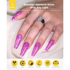 BURANO Reflective Gel Nail Polish, 7.3ml Reflective Diamond Nail Glitter Gel Polish, Sparkly Summer Color Gel Polish Holographic Glitters Shiny Gel Polish UV Lamp Required (SZ18)