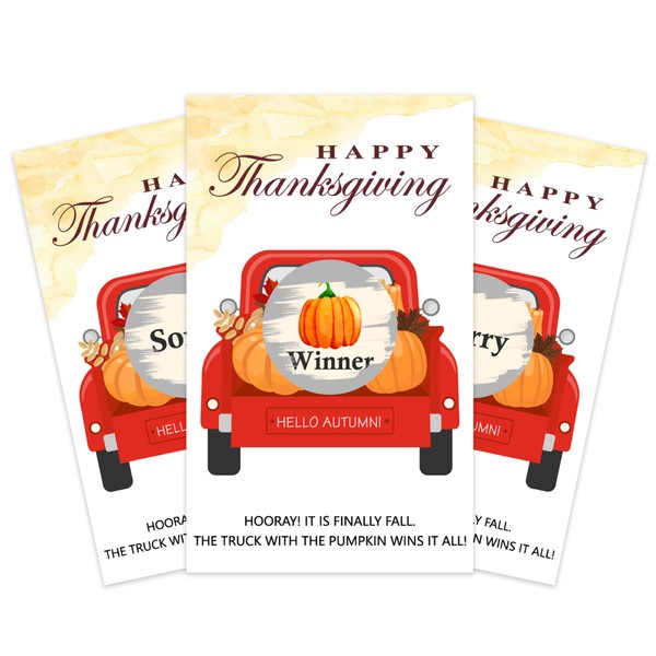 Thanksgiving Scratch Off Cards, Find the Pumpkin Challenge Games for