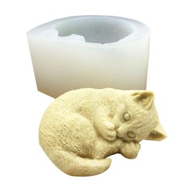 Molde de Gato de Silicona, Molde de Jabón de Gato Dormido, Molde de Silicona para Velas, Molde de Resina de Gatito, Molde de Jabón Hecho a Mano, Molde de Gato 3D, Molde de Dibujos