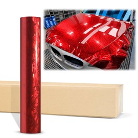 2pcs 4"x8" (10cmx20cm) Sample Gloss Red 24K Chopped Forged Carbon Fiber Textured Vinyl Wrap Auto Car Sticker Decal Sticker Film Sheet Bubble Free Air Release Technology