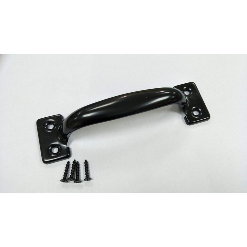 QCAA Garage Door Pull Handle, 6-1/2", Steel, Black Coated, 4