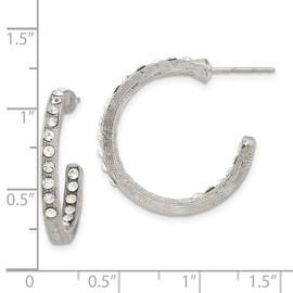 Diamond2Deal Silver-tone In Out White Crystal Hoop Earrings (L- 0.98 in, W- 0.12 in)